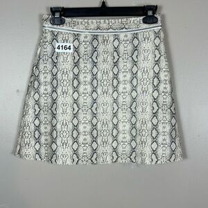 Faux London xsmall / small 13”w 16-1/3 length raw hem snake print zips